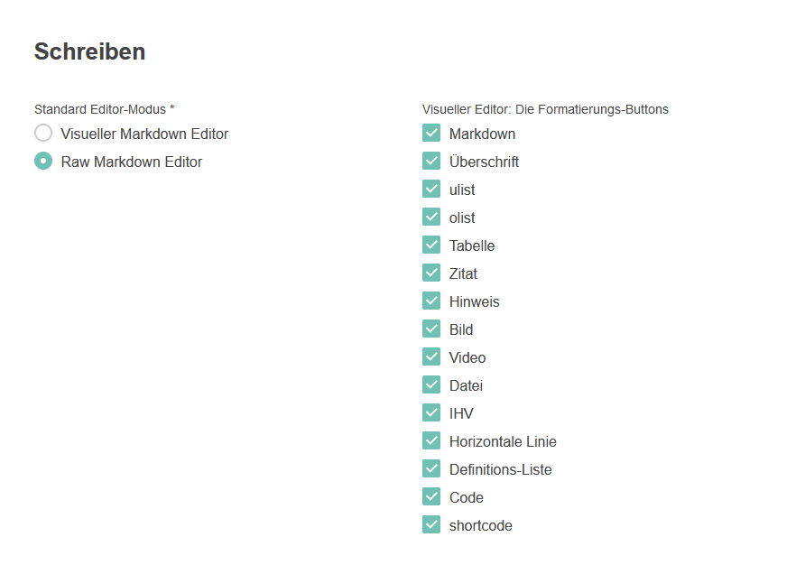 Markdown einschalten